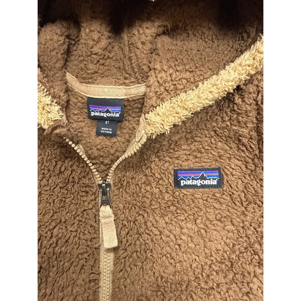 Patagonia Furry Friends Hooded Fleece Jacket Kids 4T Brown Bear Ears Cozy Warm